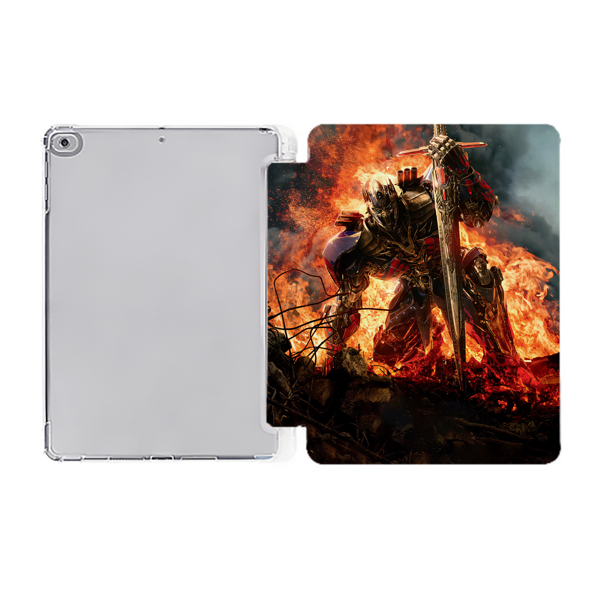 （画像用） Transformers トランスフォーマー IPad ケース ペン収納付き 三つ折りスタンド PUレザー×シリコン 対応機種9.5/10.5/10.9インチ